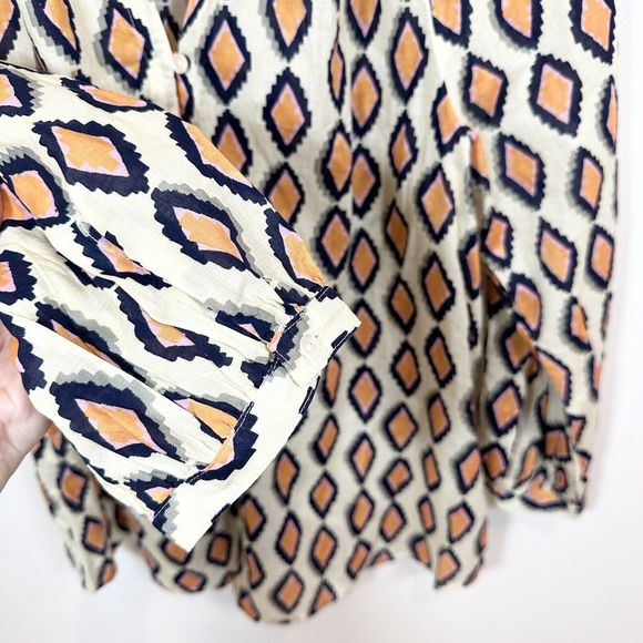 Womens Nic and Zoe Medium Geometric Top Blouse 100% Cotton Ethically Made - Picture 5 of 12